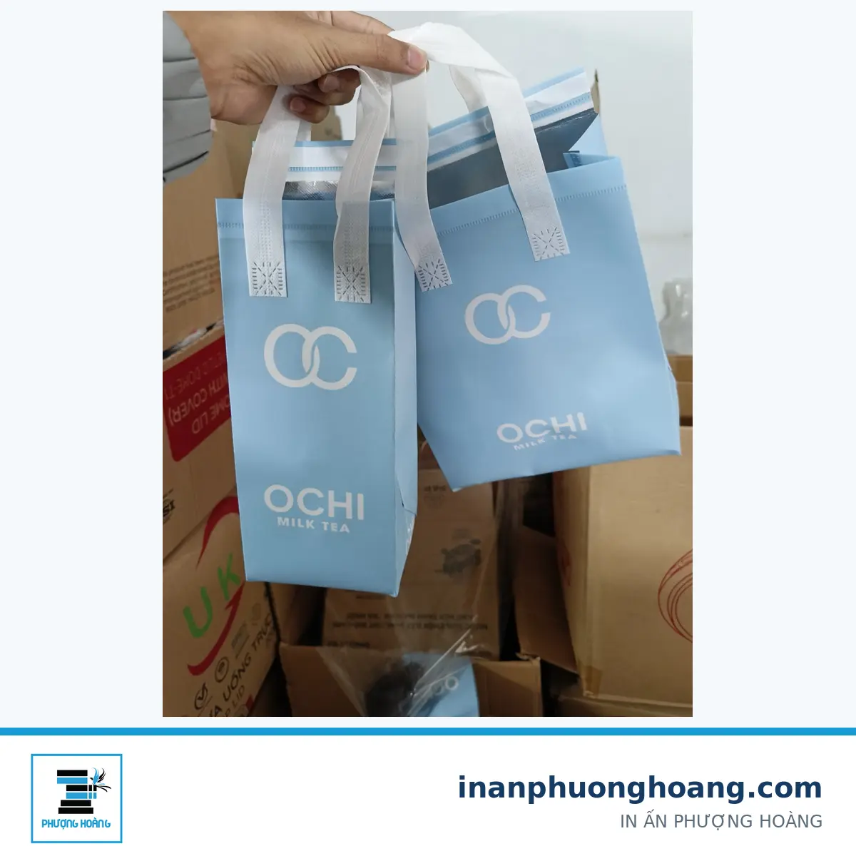 Bộ túi OCHI Milk Tea đồng bộ nhận diện thương hiệu