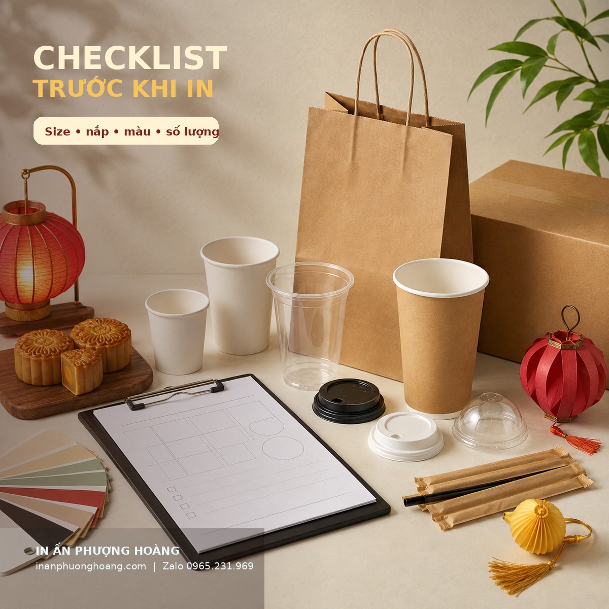 Checklist chốt màu MOQ tiến độ trước khi in bao bì Trung thu