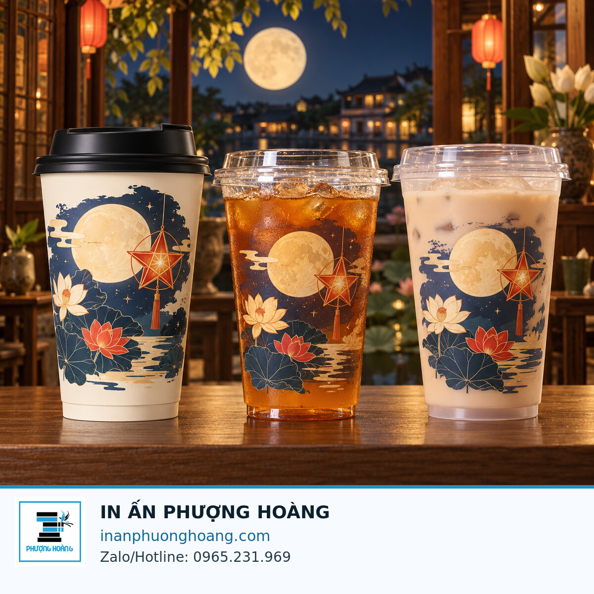 Mockup ba loại cốc Trung thu để kiểm tra vùng nhận diện
